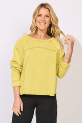 Color Wash Terry Raglan Crew — baja
