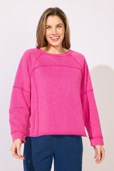 Color Wash Terry Raglan Crew — baja