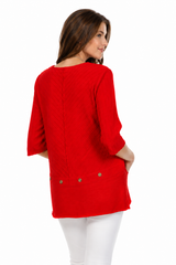 Diagonal Rib Tunic in Red - CS342-RD