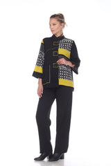 Mixed-Media Button Front Jacket in Mustard - 2845-MUS