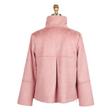 Microsuede Button Front Jacket in Pink - 4896-PNK