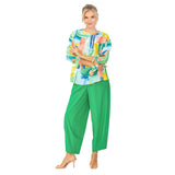 Abstract Print Tie Cuff Tunic in Blue Multi - 6859T-BLU