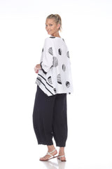 Circular Design High-Low Top in Black & White - 2980-WT
