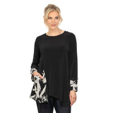 Colorblock Print Pocket Top in Ivory/Black - 7584T-IVO