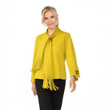 Stretch Knit Jacket with Fringed Scarf in Mustard- 6929J-MST