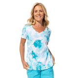 Sunburst Cotton V-Neck Tee in Maui Blue - 14400- MAUI - Size XS