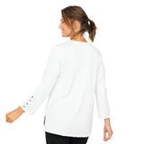 Cotton V-Neck High-Low Top in White - 83011-WT - Size XS Only!