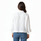 Soft Raw-Edge Linen Blend Button Front Jacket - 41552