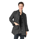 Textured Button Front Tunic Jacket in Black - 6930J-BLK - Size XXL!