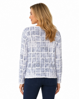 Softly Textured Stamped Cotton Cardigan - 82318