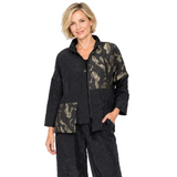 Mixed Media Color Block Print Jacket - 7960J
