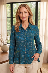 Viscose Rayon Crepe Garden Flounce Shirt - 39620