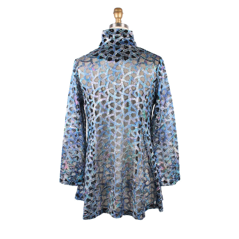Damee Holographic Soutache & Sequin Jacket in Blue - 300-BLU
