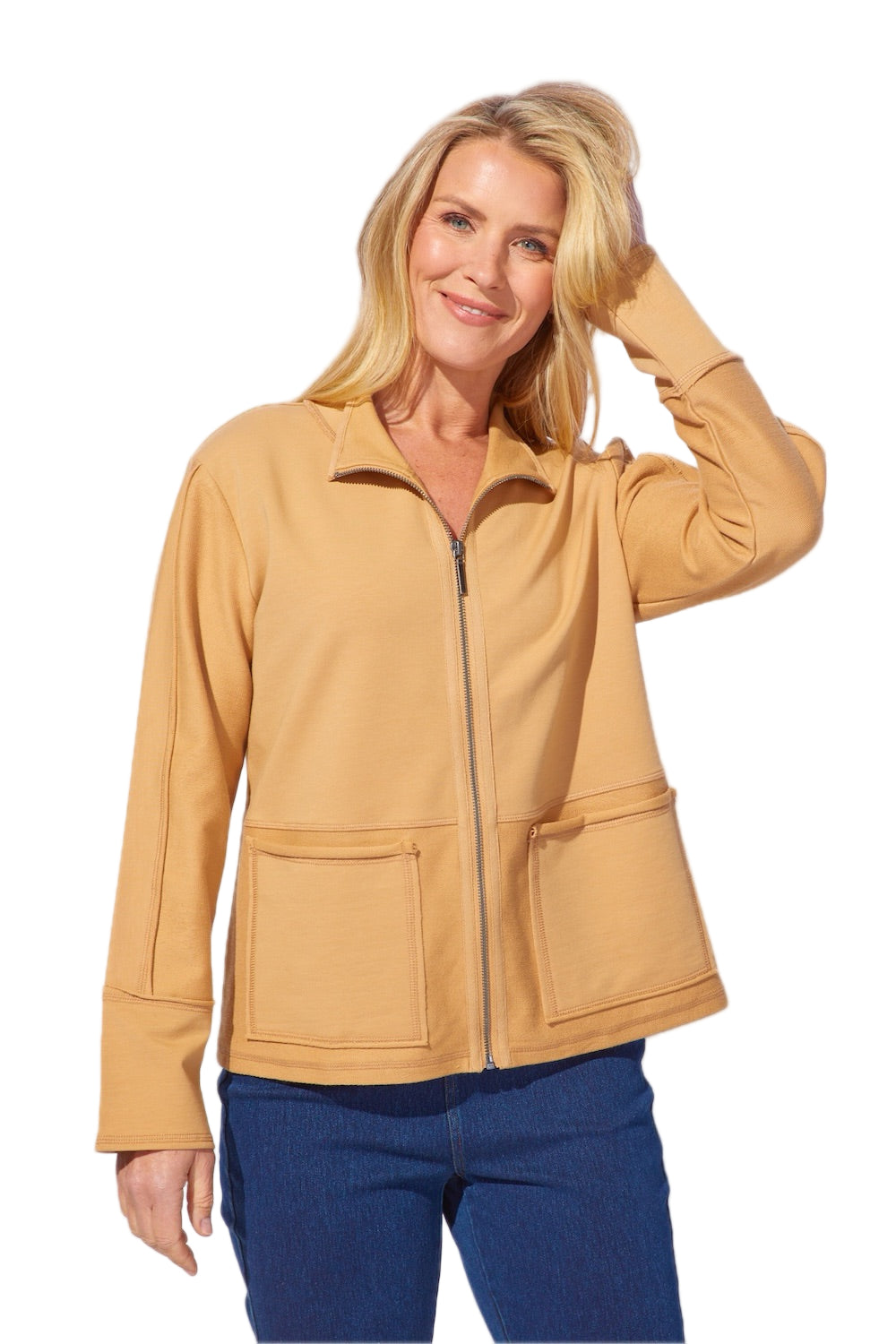 Terry Zip-Front Jacket in Honey - 30133 – Shop My Fair Lady