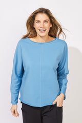 Ocean Front Terry Roll Neck Top — harbor