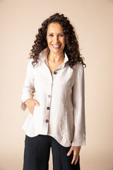 Soft Rayon Jacquard Ruched Collar Shirt - 30719