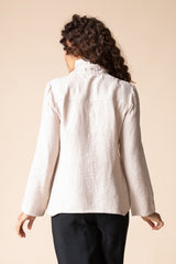 Soft Rayon Jacquard Ruched Collar Shirt - 30719