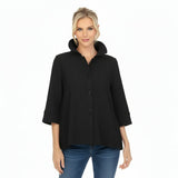 Button Front Blouse in Black - 3075SOL-BK