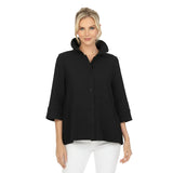 Button Front Blouse in Black - 3075SOL-BK