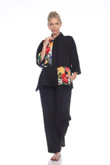 Mandarin-Collar Floral Jacket- 3098-BLK - Size M Only