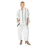 Crackle Print Style Foward Zip Jacket in White - 6786T-WT