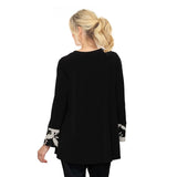 Colorblock Print Pocket Top in Ivory/Black - 7584T-IVO