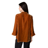 Velvet Hidden-Placket Swing Tunic Shirt - 17245