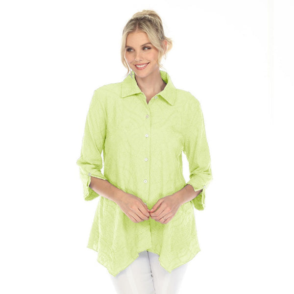 Focus Embroidered Cotton Voile Shirt in Key Lime - EC-104-KL - Size XL Only!