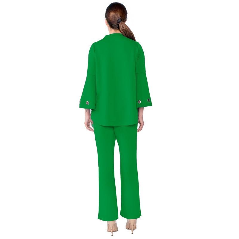IC Collection Wide Straight Leg Pant in Green - 4561P-GRN - Size S Only!