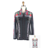 Floral & Denim Print Mesh Jacket W/Coordinating Tank - 31434