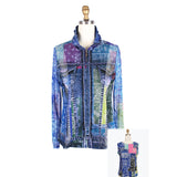 Paisley & Denim-Print Mesh Jacket & Knit Shell Twin Set - 31435