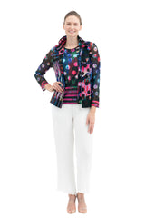 Polka-Dot & Stripe Print Mesh Twin Set - 31436