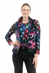 Polka-Dot & Stripe Print Mesh Twin Set - 31436