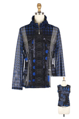 Abstract-Print Mesh Jacket & Knit Shell Twin Set - 31444