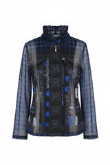 Abstract-Print Mesh Jacket & Knit Shell Twin Set - 31444