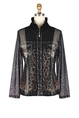 Denim & Animal Print Mesh Jacket & Knit Shell Twin Set - 31445