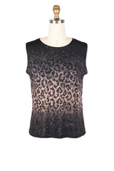 Denim & Animal Print Mesh Jacket & Knit Shell Twin Set - 31445