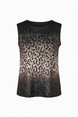 Denim & Animal Print Mesh Jacket & Knit Shell Twin Set - 31445