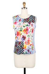 Floral & Stripe Print Mesh Jacket & Tank - 31451