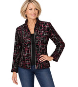 Foil Shimmer Embellished Velvet Jacket & Tank - 31452