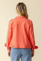 Stretch Jean Jacket in Papaya - 31520-PPY - Size XS Only!