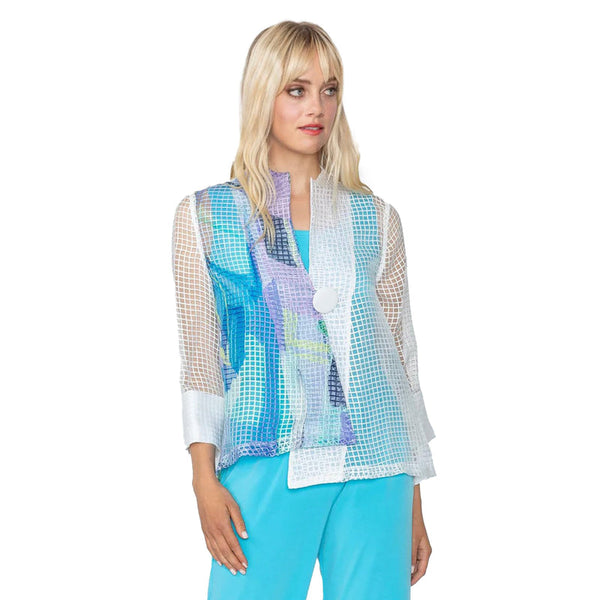 IC Collection Mesh Asymmetric Jacket in Periwinkle - 5681J
