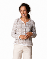 Softly Textured Stamped Cotton Cardigan - 82318