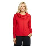 Lightweight Drape Neck Top in Red - 320356