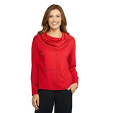 Lightweight Drape Neck Top in Red - 320356