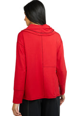 Lightweight Drape Neck Top in Red - 320356