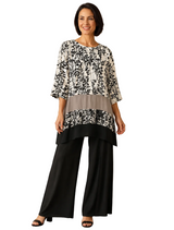Soft Crinkle Floral Colorblock Tunic - 3276