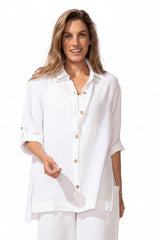 Lightweight Textured High-Low Shirt - 32440