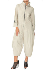 High Neck Zip-Front Jumpsuit in Oyster - 3297JS-OYS