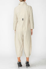 High Neck Zip-Front Jumpsuit in Oyster - 3297JS-OYS